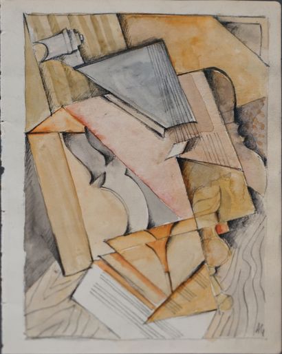 null Albert COSTE (1896-1985) (Attribué à). Compositions cubisantes. Ensemble d'environ...