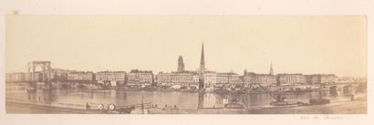 null Vue panoramique de Rouen depuis les bords de la Seine. Epreuve photographique...