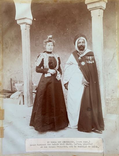 null Grand Marabout et son épouse française, Algérie. Grande épreuve photographique...