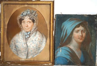 ECOLE française XIXe. Portraits de femmes....