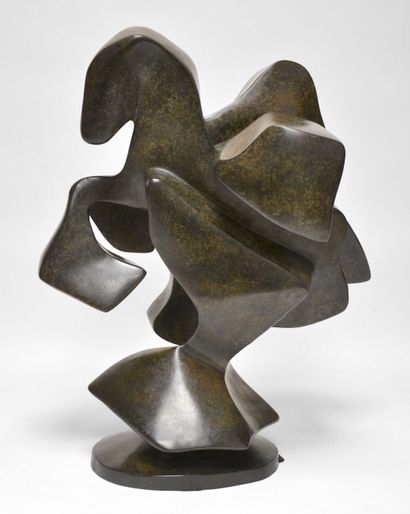 null Roger DESSERPRIT (1923-1985) Horses, tribute to Georges Braque. Bronze with...