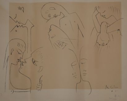 null Jean COCTEAU (1889-1963) Les Amoureux, 1957. Lithograph signed and dated 53...