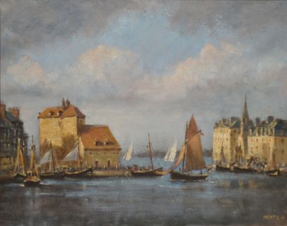 null Michel HERTZ (1933-2022) The port of Honfleur. Oil on canvas signed lower right....