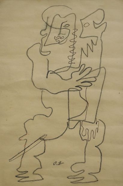 null Ossip ZADKINE (1888-1967) Woman. Lead pencil and ink monogrammed O.Z. in the...