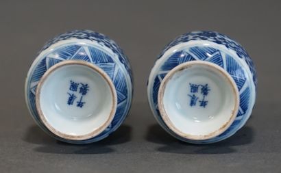 null CHINA Pair of miniature VASES with blue and white decoration. Carries an apocryphal...