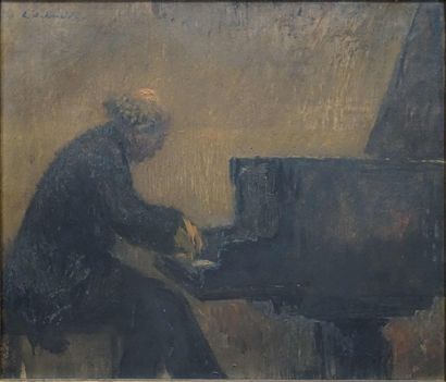 null Emil Philippe Auguste SCHNEIDER (1873-1948) The pianist Arthur de Greef. Oil...