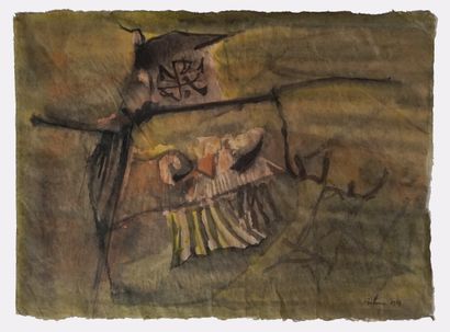 null Albert BITRAN (1929-2018) Composition. Ink wash and watercolor signed and dated...