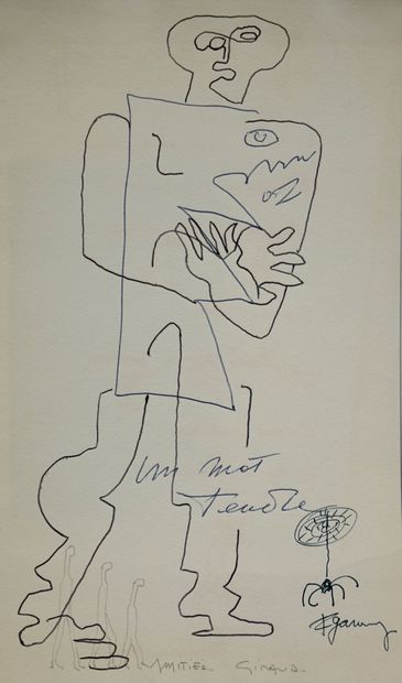 null Ossip ZADKINE (1888-1967) and two other authors. A tender word. Ballpoint pen...