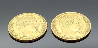 TWO PIECES of 20 francs gold Napoleon III...
