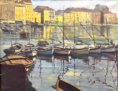 null Léon KAUFMANN known as Léon KAMIR (1872-1933). The port of Toulon. Oil on canvas...