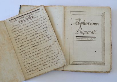 null MEDECINE - 2 manuscrits autographes «Aphorismes d'Hipocrate » (sic) et « De...