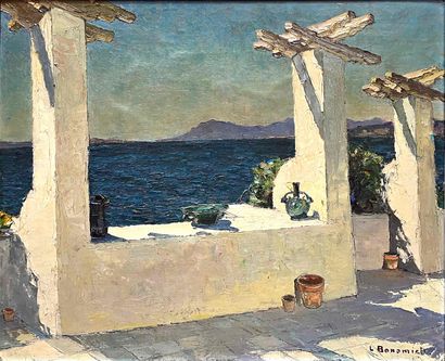 Louis BONAMICI (1878-1966) Paysage méditerranéen....