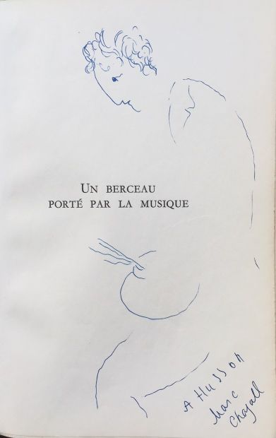 null CHAGALL (Marc) Dessin avec dédicace autographe signée sur page de titre du premier...