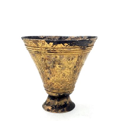 null Gilded metal goblet incised with the four evangelists. Probably Ethiopian work....