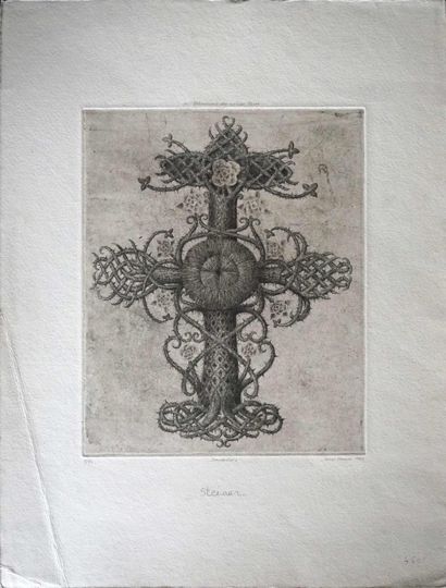 null Ernst STEINER (1935) The Mystery of the White Flower / Solar Heart. Etching...