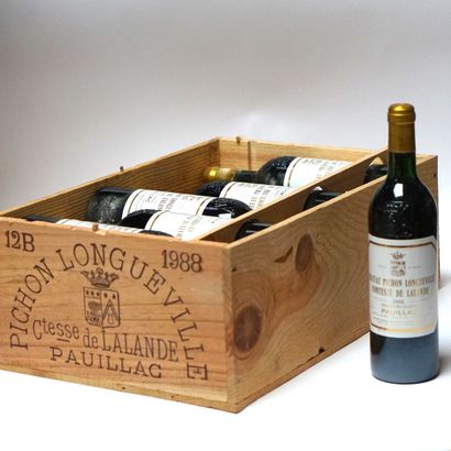 null 12 blles Pichon Longueville Pauillac 1988 1er grand vin. En caisse bois