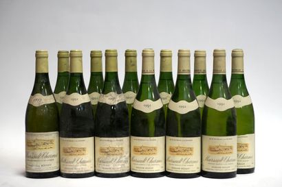 null 12 blles Meursault-Charmes domaine Roulot comprenant 1 de 1988, 6 de 1991 et...