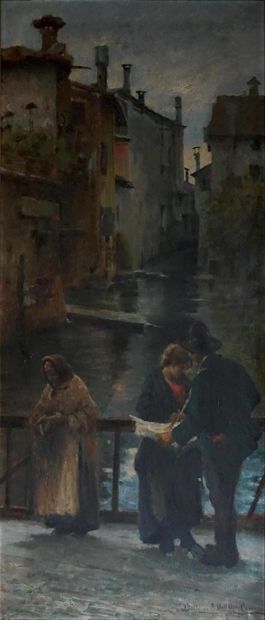 null Antonio PIATTI (1875-1962) 23, via Brera, Milano. Huile sur toile signée en...