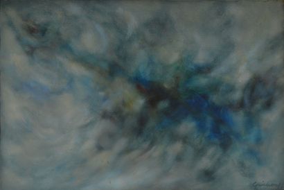 null Claude GUICHARD (1933) Composition bleue. Huile sur toile signée en bas à droite....