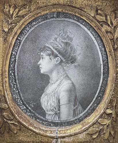 Ecole française XIXe. Portrait de jeune femme...