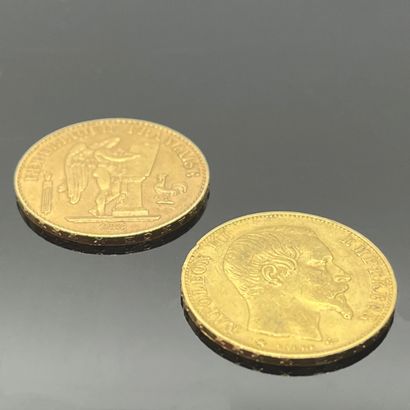 TWO 20 franc gold PIECES, one Winged Genie,...