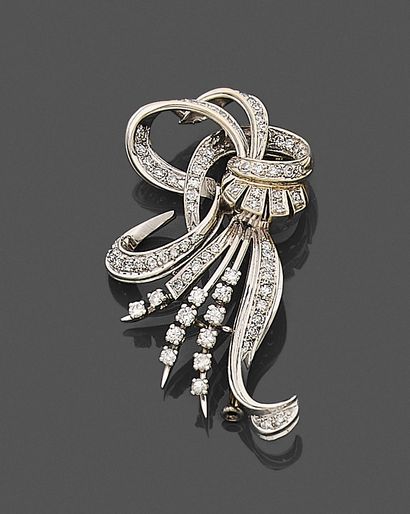 null Sheaf" brooch in 750 mils white gold set with diamonds. Gross weight: 10.5 ...