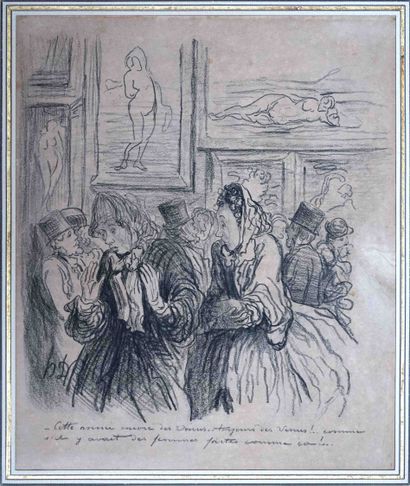 null Honoré DAUMIER (1808-1879) (d'après). Les Vénus. Dessin au graphite. 30 x 25...
