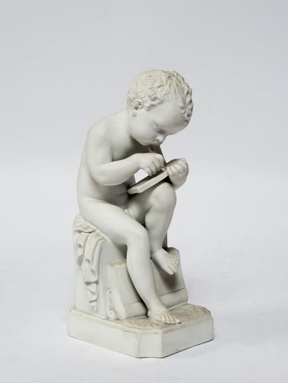  SEVRES. The Young Scribe. Bisque subject after Antonio CANOVA. H. 25 cm Debossed... Gazette Drouot