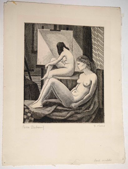 null Pierre DUBREUIL (1891-1970). Deux modèles. Eau-forte épreuve d'artiste. 23,5...