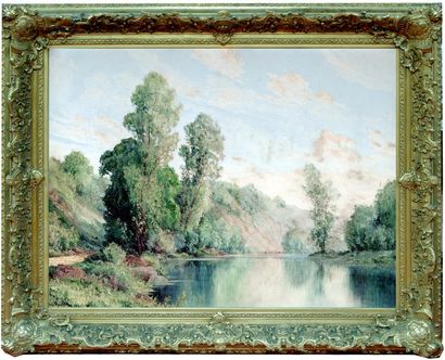 HOUCK HOUCK 
XIXe-XXe
Paysages fluviaux
Paire d'huiles sur toile formant pendants.
102...