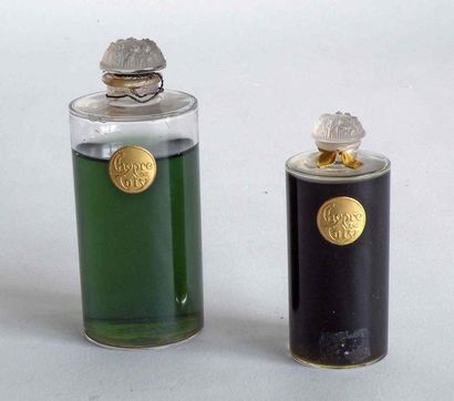 null COTY. ""Le chypre"" 1917. Deux falcons en verre incolore pressé moulé, modele...