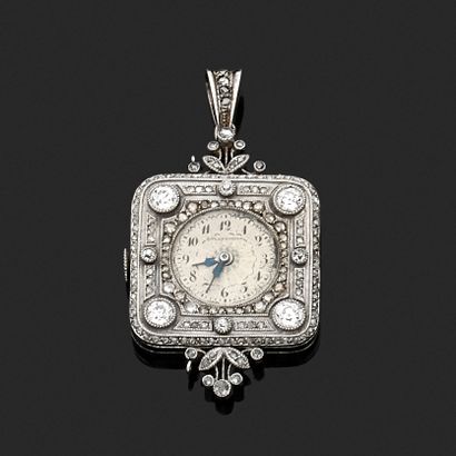 WHITE GOLD COLUMN WATCH, the square case...