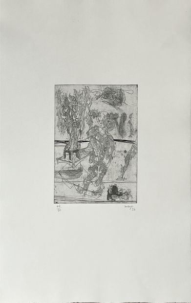 Antoine MAYO (1905-1990) Composition. Etching...