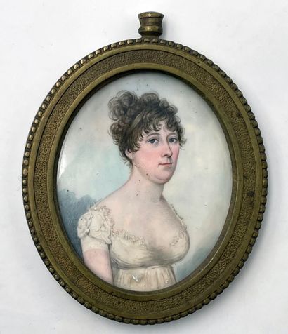 Ecole du début du XIXe. Portrait de femme....