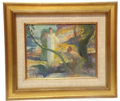 null Henri SOLLIER (1886-1966). Ulysse et Nansicaa. Aquarelle 26 x 33 cm