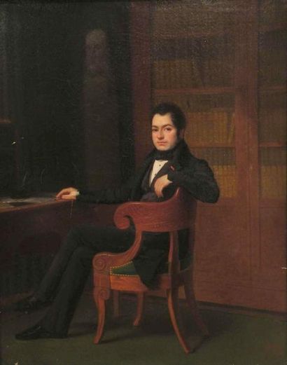 null Augustin L. DEMOUSSY - 1809-1880. Portrait d'homme de qualité à sa table de...