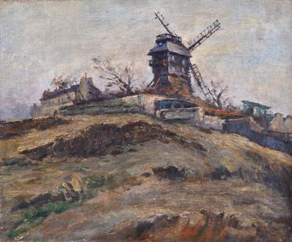 null Ernest Marie PERNELLE (1861-1950). Le Moulin de la Galette. Huile sur toile...