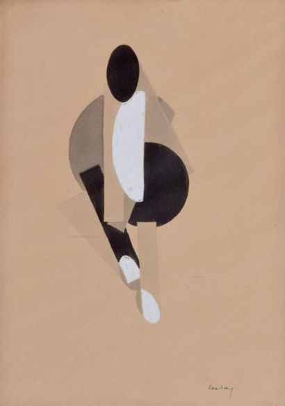 null Joseph CSAKY (1888-1971) Composition géométrique. Encre et gouache signée en...