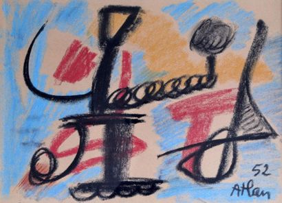 null Jean-Michel ATLAN (1913-1960) Composition 1952. Pastel signé et daté en bas...