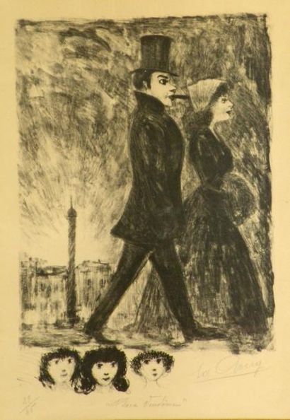 null NON VENU *Edouard Joseph GOERG (1893-1969). Place Vendome. Lithographie en noir...