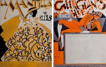 null Fabien LORIS (1900-1984) Projet de couverture de partition musicale, vers 1930.La...