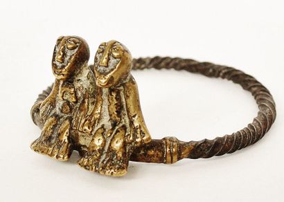 null Paire de bracelets anciens ? Sénoufo ? Côte d'Ivoire Métal et bronze à belle...