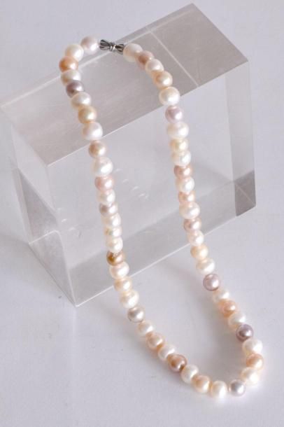 null COLLIER de perles blanches, roses et grises L. 44 cm
