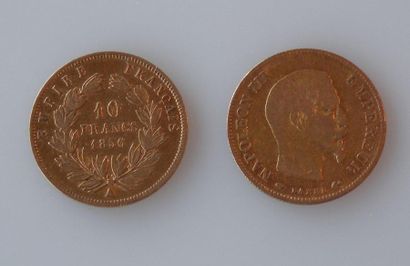 null DEUX PIECES de 10 francs or Napoléon III 1856 et 1849