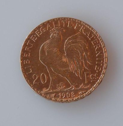 null PIECE de 20 francs or Marianne 1908.