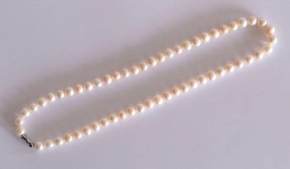 COLLIER de perles blanches. L. 53 cm
