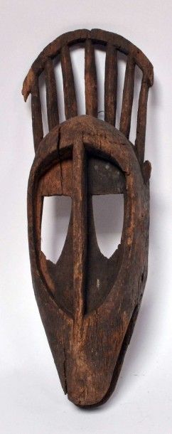 null Masque Bambara, Mali, masque du N’Tomo, bois dur érodé, (voir 136) 55 cm