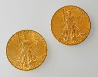 null DEUX PIECES de 20 DOLLARS or Liberty 1908 et 1910