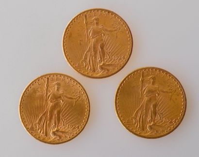 null TROIS PIECES de 20 DOLLARS or Liberty, 1924