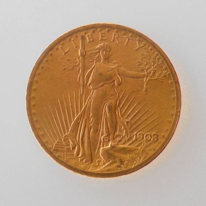 null PIECE de 20 DOLLARS or Liberty, 1908